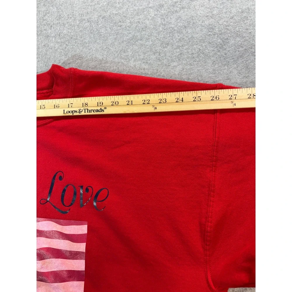 Gildan Red For the‎ Love of the Game American Flag Sweatshirt Mens XL Pullover - Picture 2 of 9